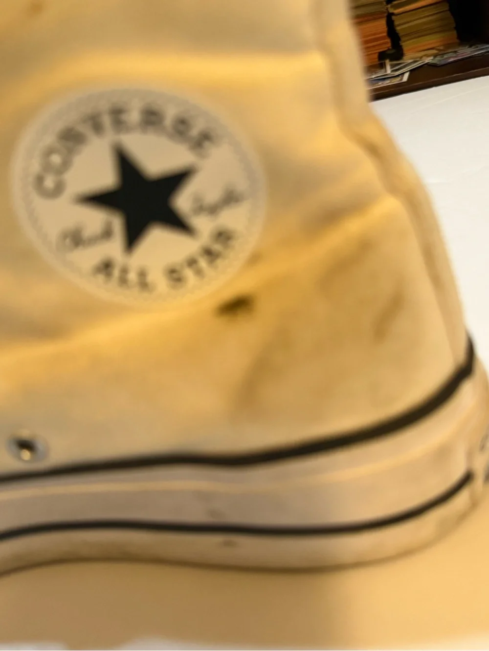 Beat up Converse High Top Sneakers in Tan Canvas - Picture 4 of 7
